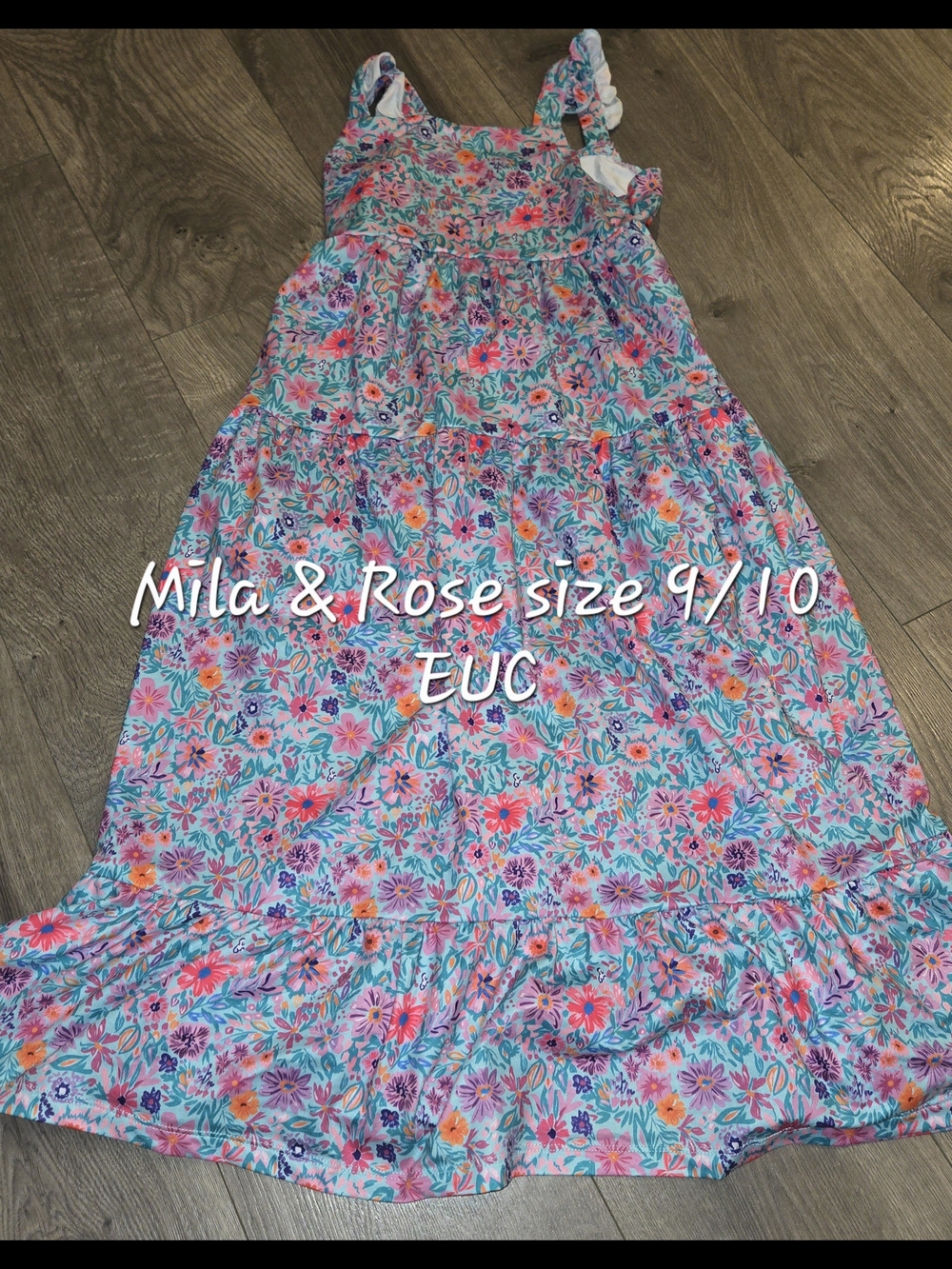 Mila & Rose Girls Floral Maxi Dress - Pink & Teal